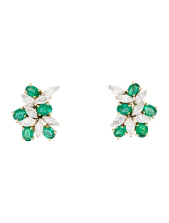 Earrings 18K Emerald & Diamond Earclip Earrings