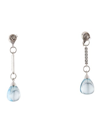 Earrings 18K Pearl, Topaz & Diamond Convertible Drop Earrings