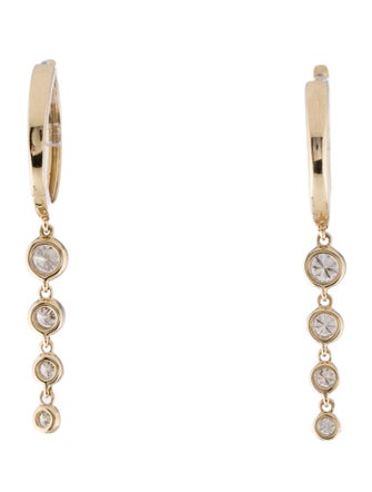 Earrings 14K Diamond Drop Hoop Earrings