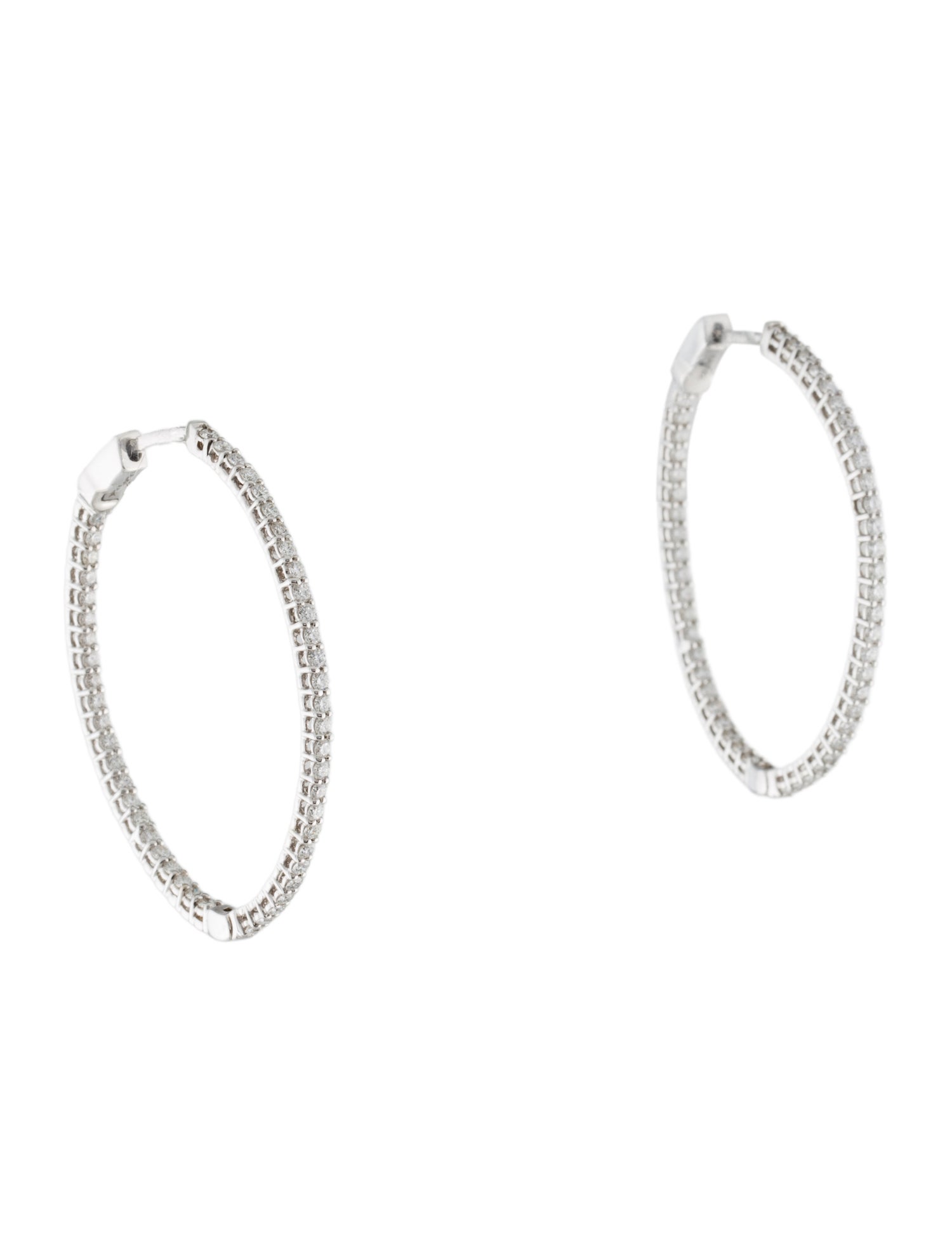Earrings 18K 1.4ctw Diamond Inside Out Oval Hoop