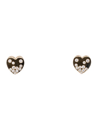 Earrings 14K Diamond Heart Stud Earrings