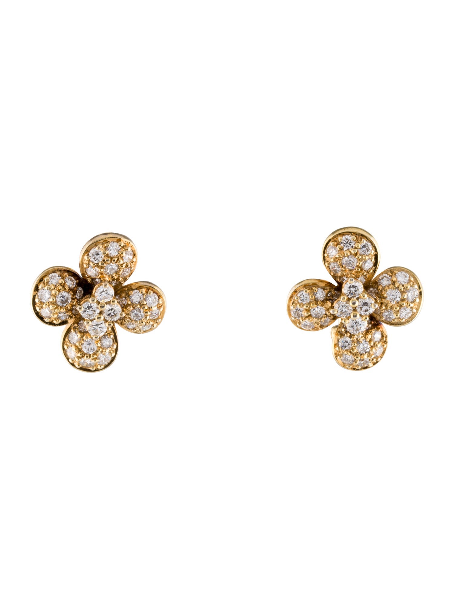 Earrings 18K 2.48ctw Diamond Cluster Floral Earclips