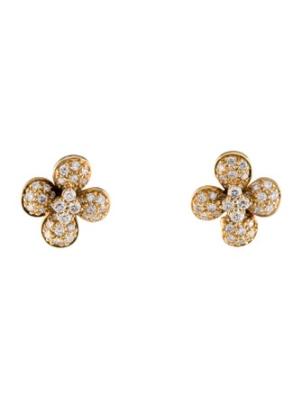 Earrings 18K 2.48ctw Diamond Cluster Floral Earclips
