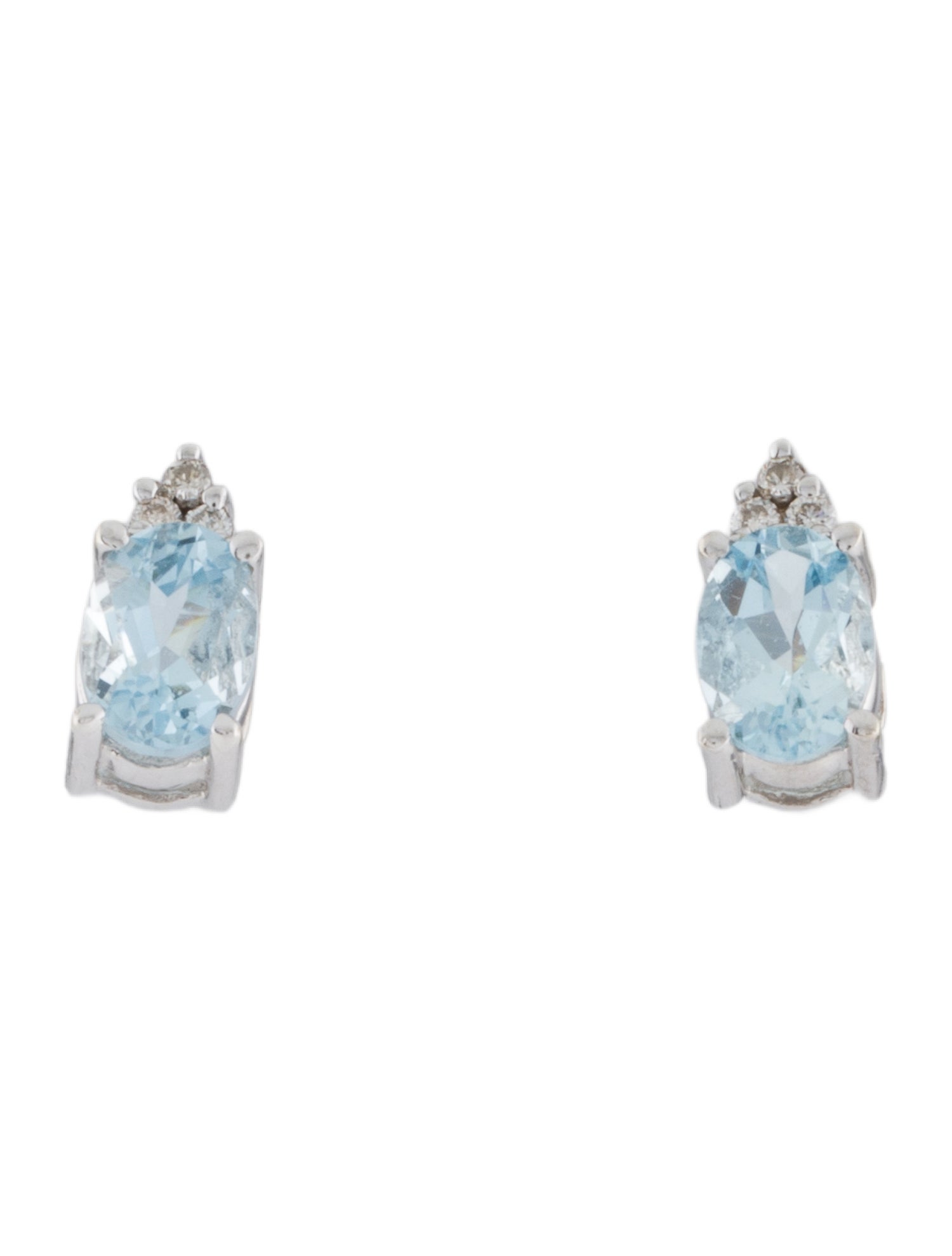 Earrings 14K Aquamarine & Diamond Stud