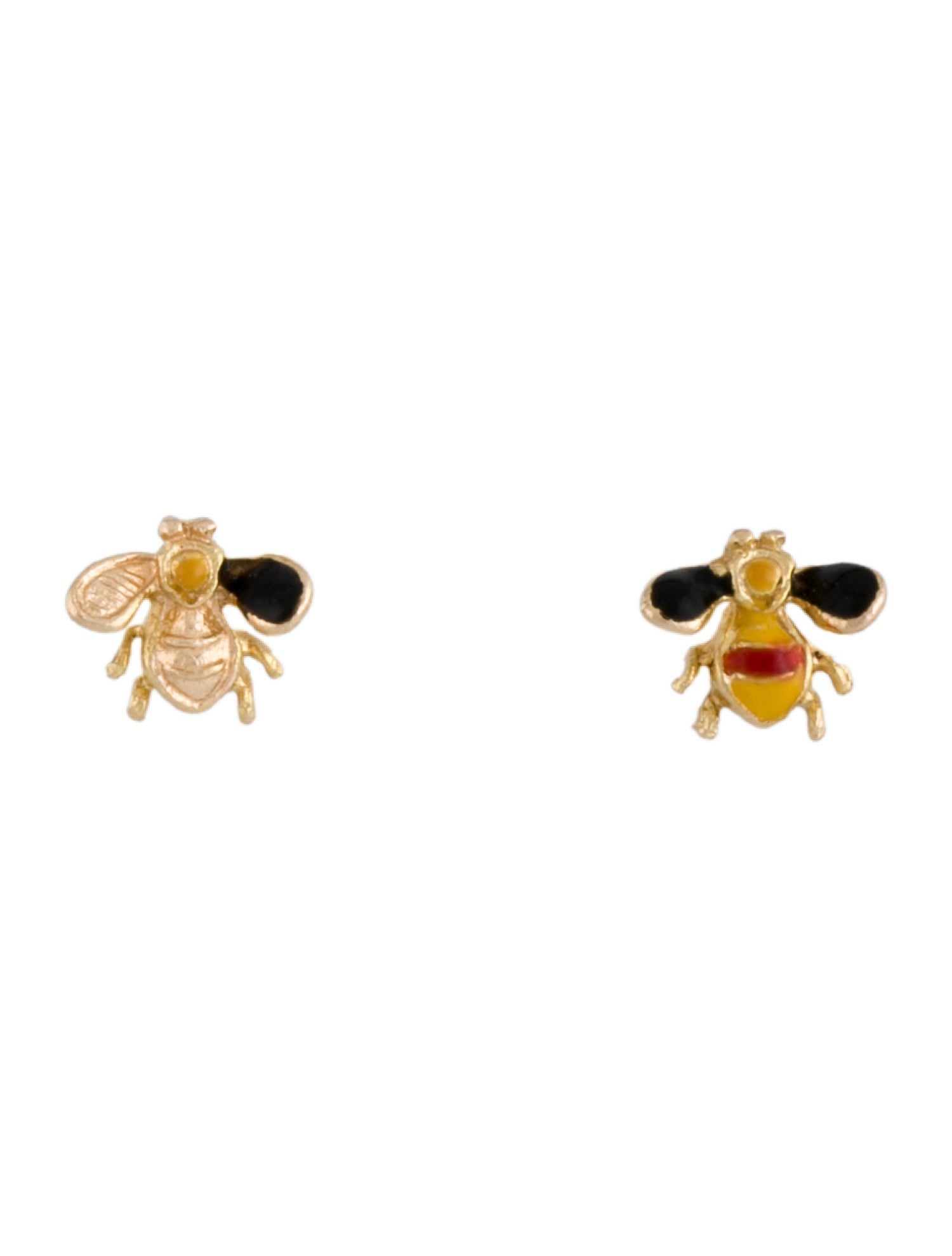 Earrings 14K Enamel Bee Stud