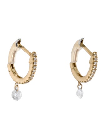 Earrings 14K Diamond Huggie Drop Earrings