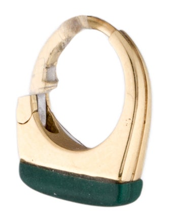 Earrings 14K Malachite Dois Irmãos Single Huggie Hoop Earring