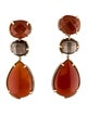 Earrings 14K Carnelian, Jasper, Smoky Quartz & Diamond Drop Earrings