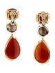 Earrings 14K Carnelian, Jasper, Smoky Quartz & Diamond Drop Earrings