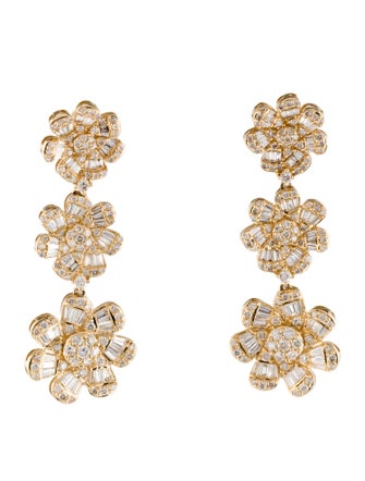 Earrings 14K 4.10ctw Flower Drop Earrings