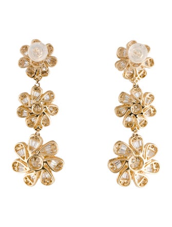 Earrings 14K 4.10ctw Flower Drop Earrings