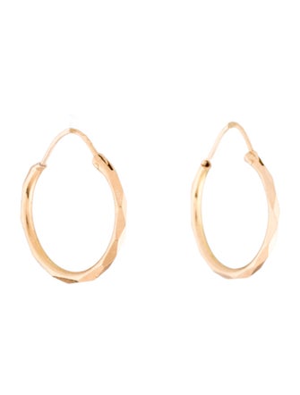 Earrings 18K Faceted Hoop Earrings