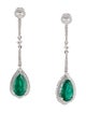 Earrings Platinum 5.67ctw Emerald & Diamond Drop Earrings