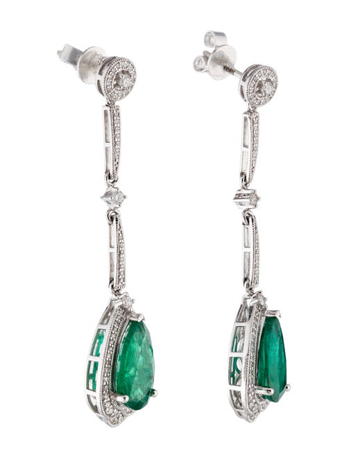 Earrings Platinum 5.67ctw Emerald & Diamond Drop Earrings