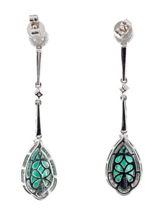 Earrings Platinum 5.67ctw Emerald & Diamond Drop Earrings