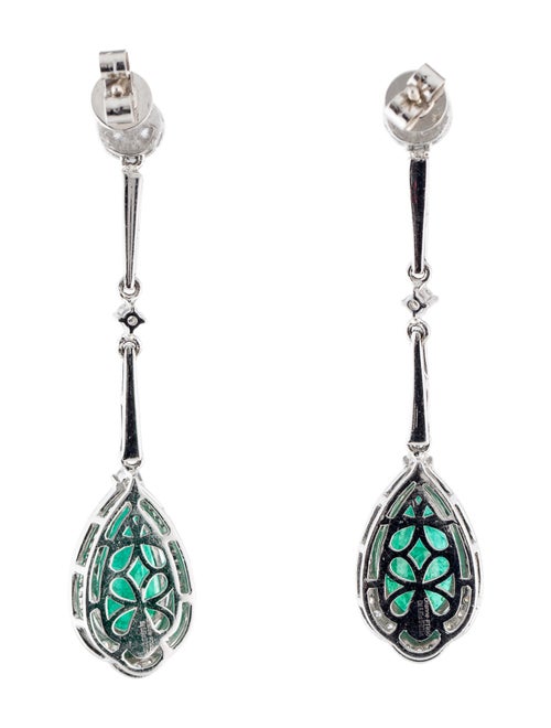 Earrings Platinum 5.67ctw Emerald & Diamond Drop Earrings