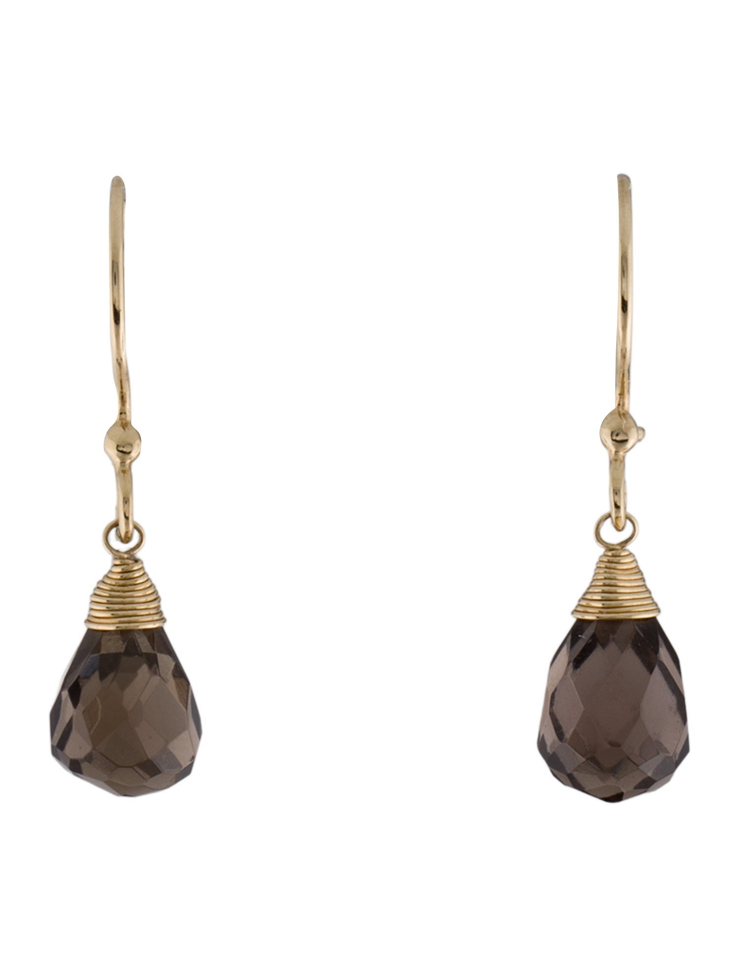 Earrings 14K Smoky Quartz Drop