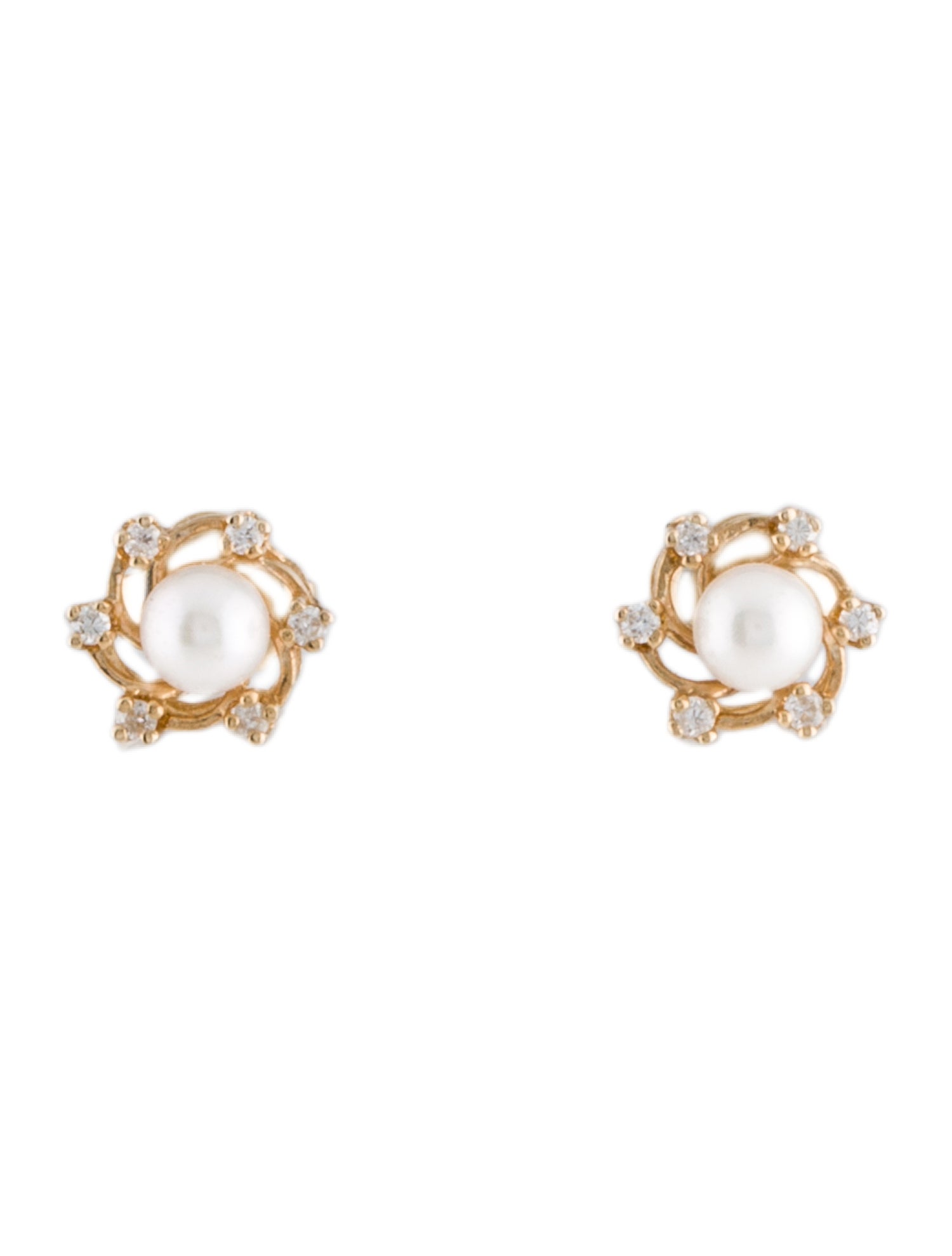 Earrings 14K Pearl & Diamond STud