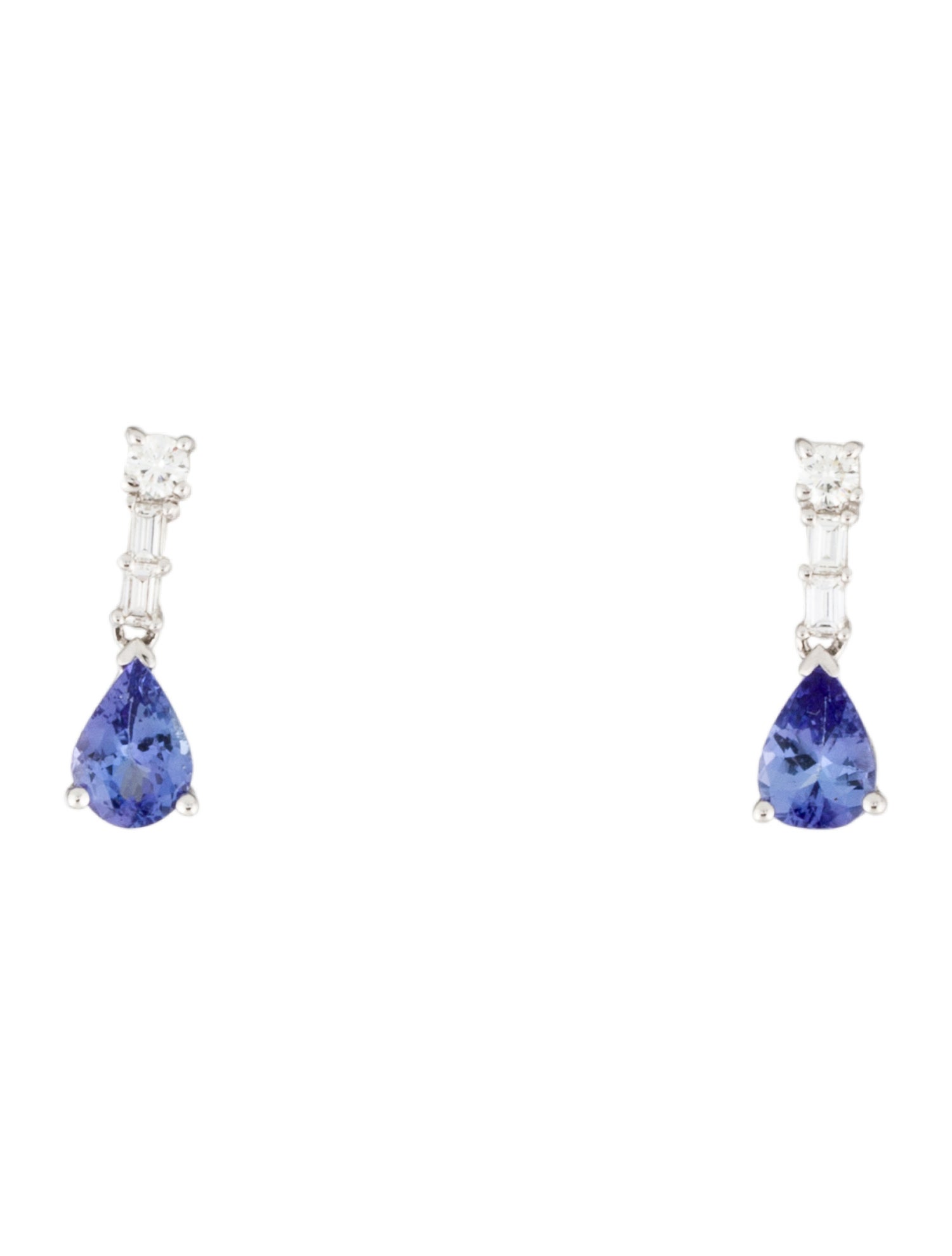 Earrings 14K Tanzanite & Diamond Drop
