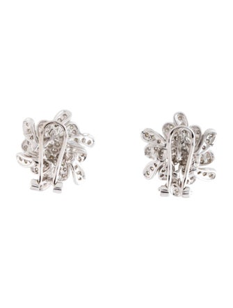 Earrings 18K Diamond Flower Ear Clip Earrings w/ matching Pendant