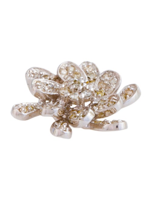 Earrings 18K Diamond Flower Ear Clip Earrings w/ matching Pendant