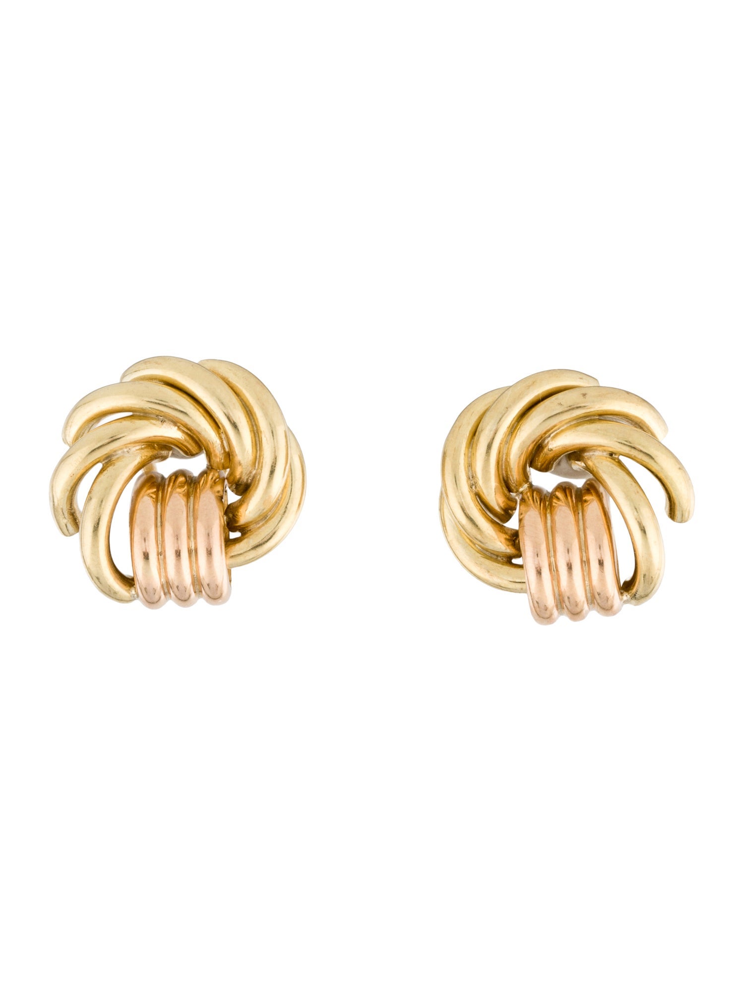 Earrings 14K Two-Tone Swirl Clip-On