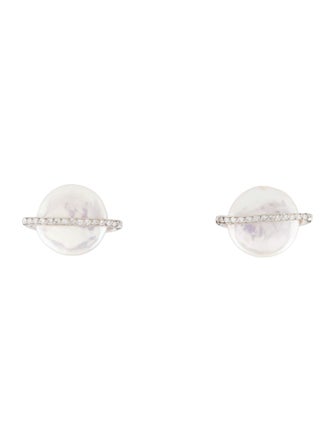 Earrings 18K Pearl & Diamond Stud Earrings