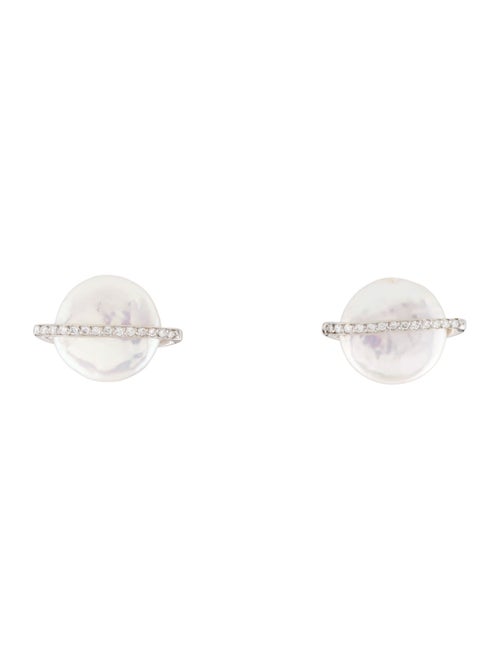 Earrings 18K Pearl & Diamond Stud Earrings