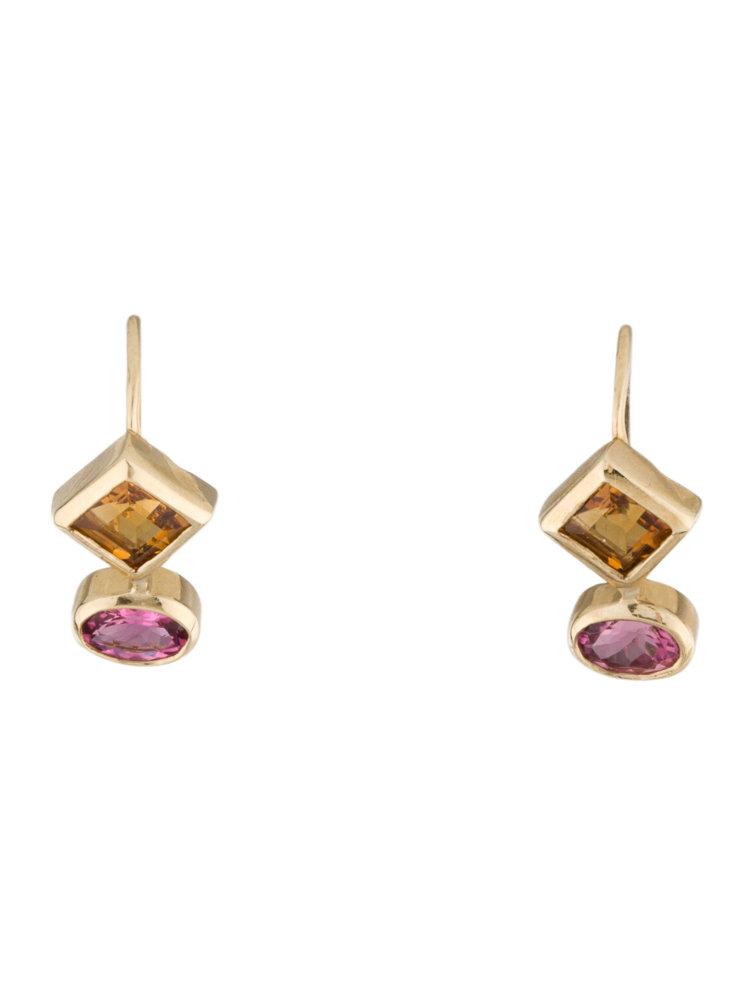 Earrings 14K Citrine & Tourmaline Drop earrings