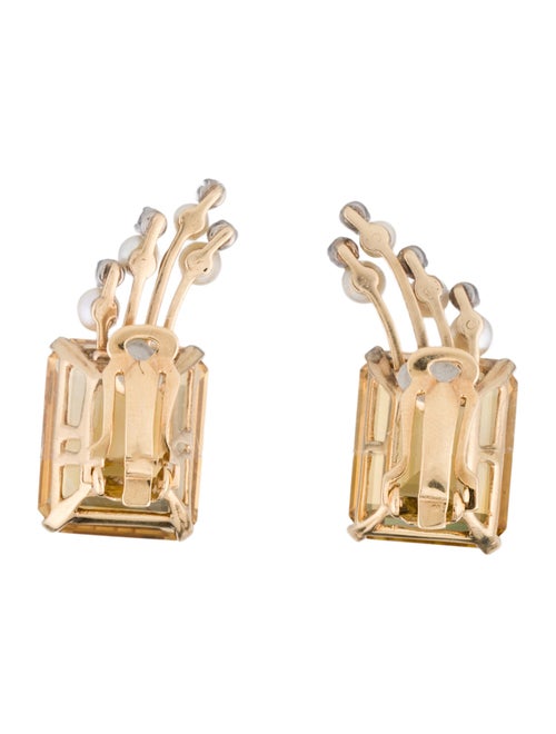 Earrings 14K Pearl, Citrine & Diamond Clip-On Earrings