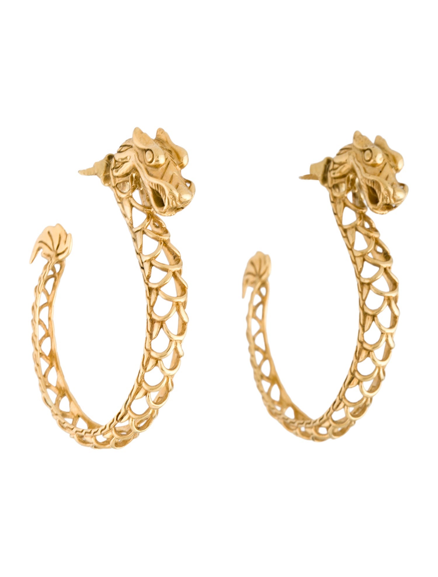 John Hardy 18K Naga Hoop Earrings