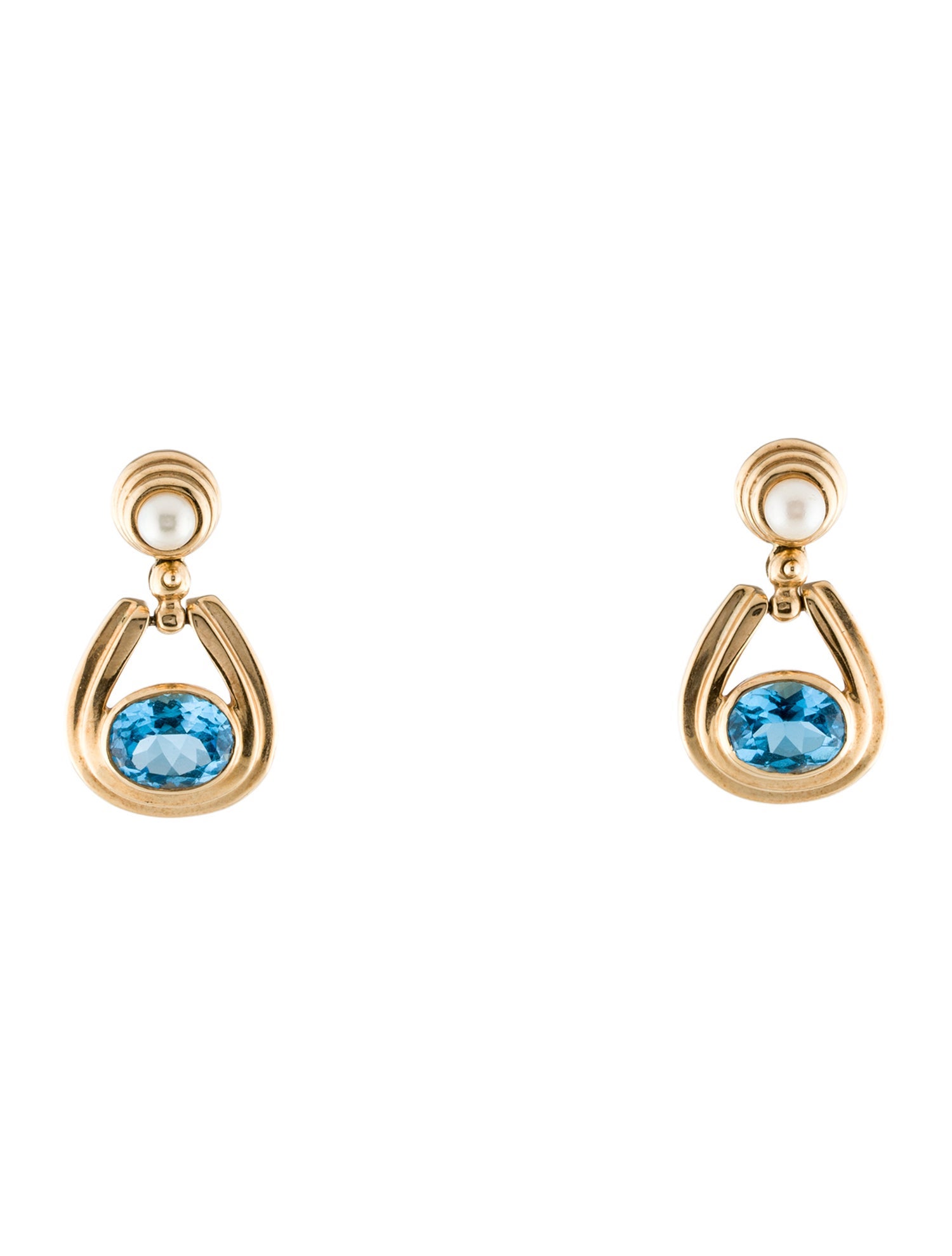 Earrings 14K 5.12ctw Topaz & Pearl Drop Earrings