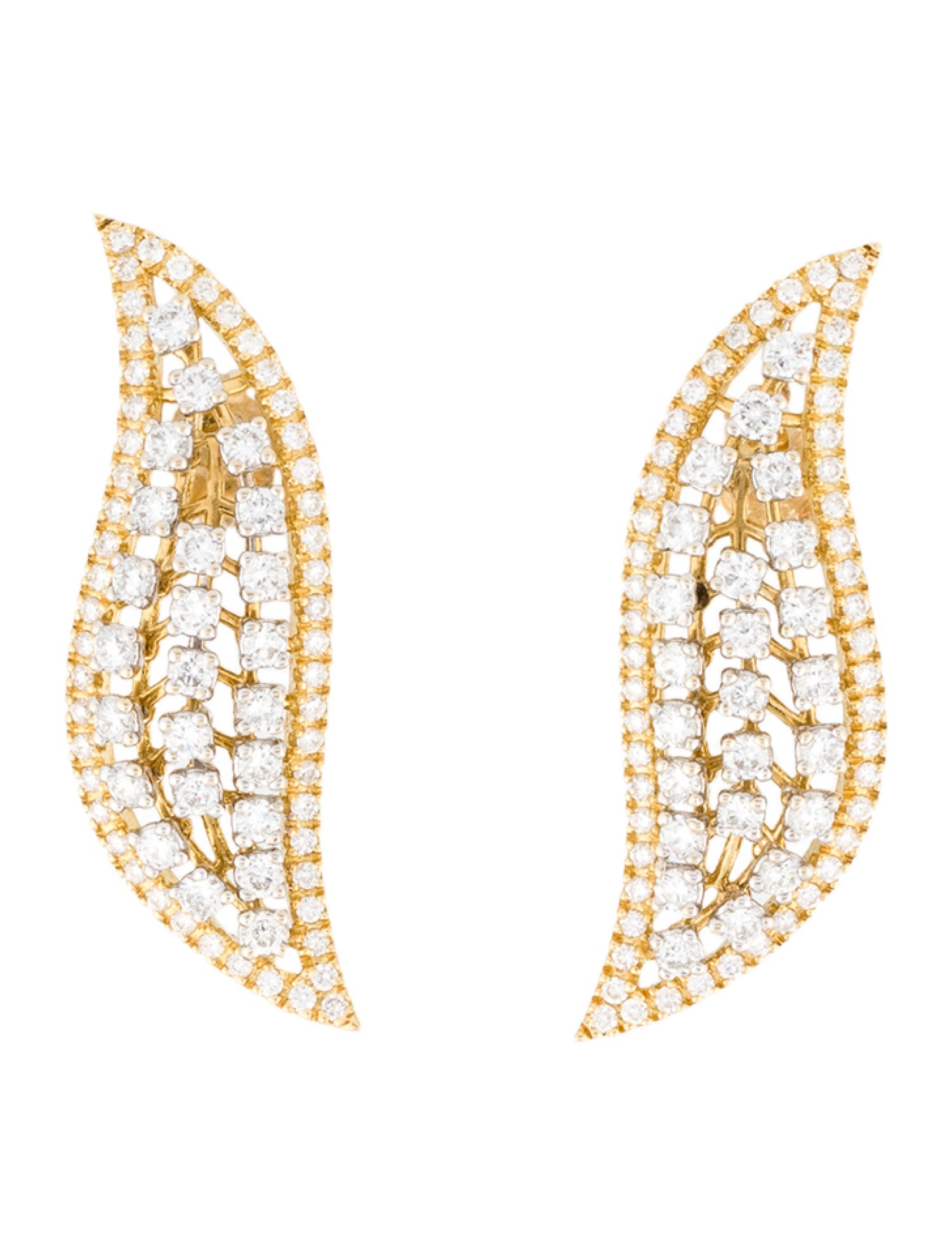 Earrings 18K Diamond Leaf Drop