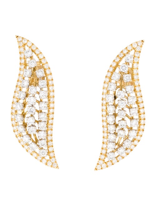 Earrings 18K Diamond Leaf Drop Earrings