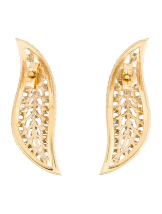 Earrings 18K Diamond Leaf Drop Earrings
