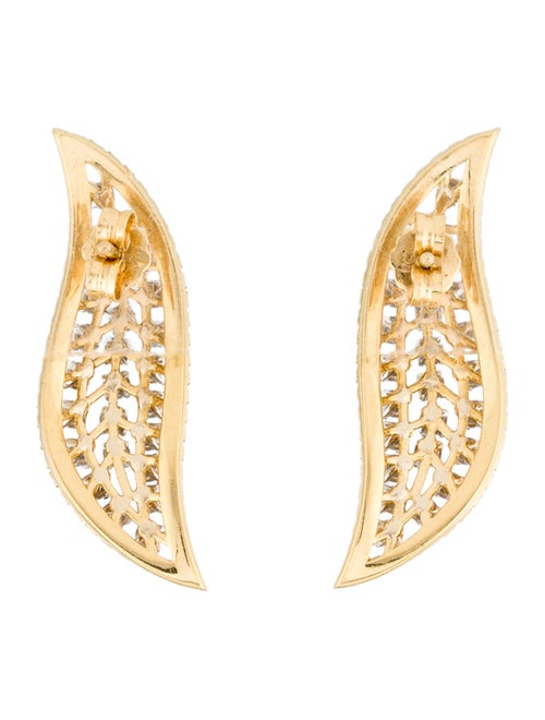 Earrings 18K Diamond Leaf Drop Earrings