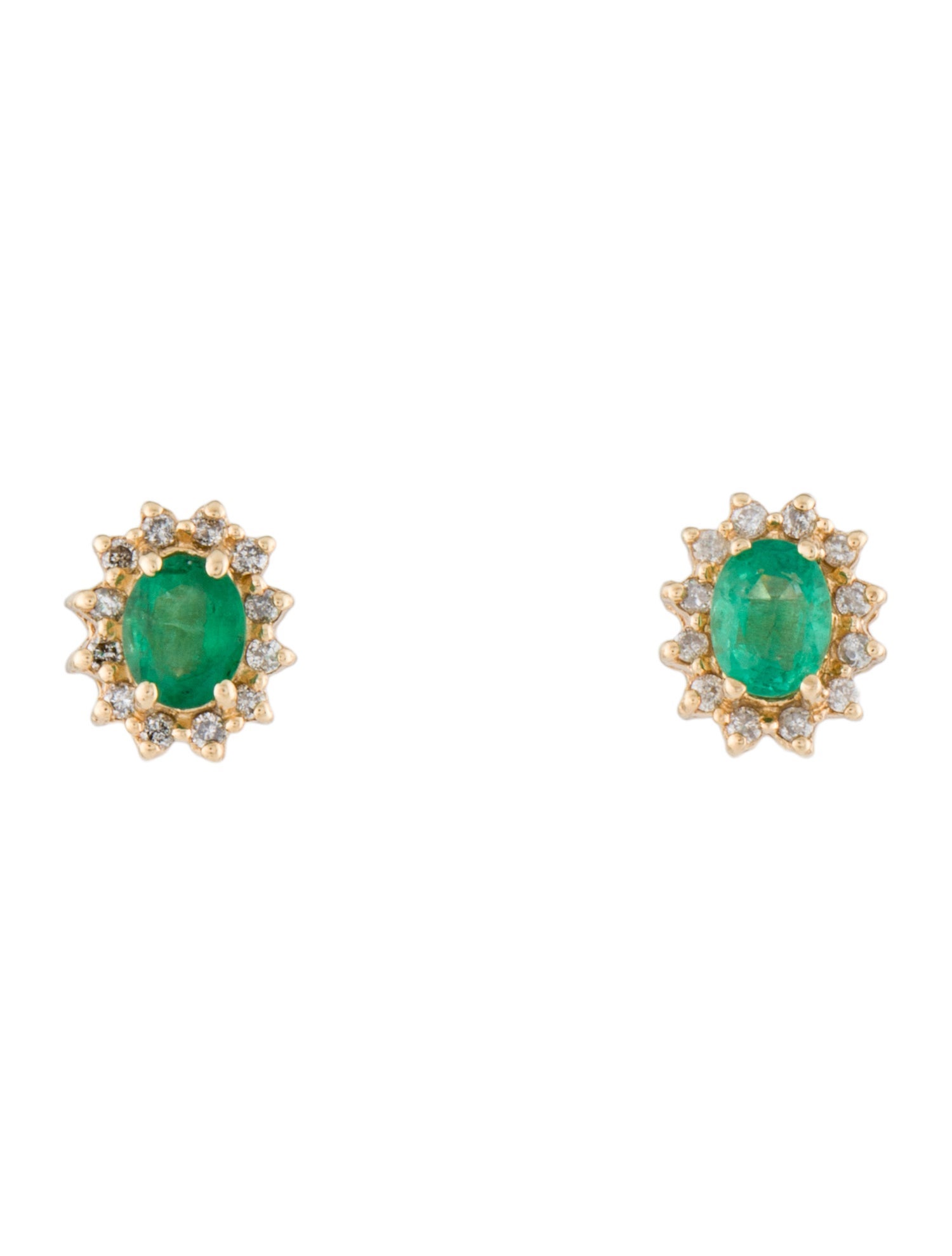 Earrings 14K Emerald & Diamond Stud