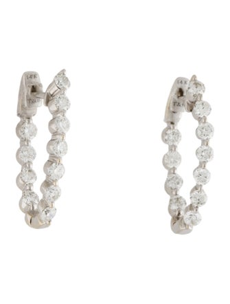 Earrings 14K 1.98ctw Diamond Oval Inside-Out Hoop Earrings