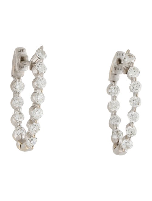 Earrings 14K 1.98ctw Diamond Oval Inside-Out Hoop Earrings