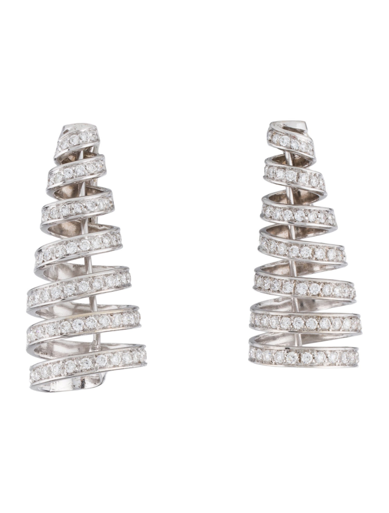 Earrings 18K 2.46ctw Diamond Spiral Clip-On
