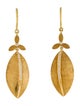 Earrings 18K Diamond Leaf Drop Earrings