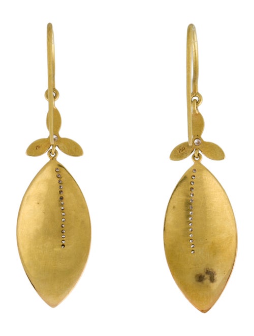 Earrings 18K Diamond Leaf Drop Earrings