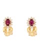 Earrings 18K Ruby & Diamond Halo Earclip Earrings