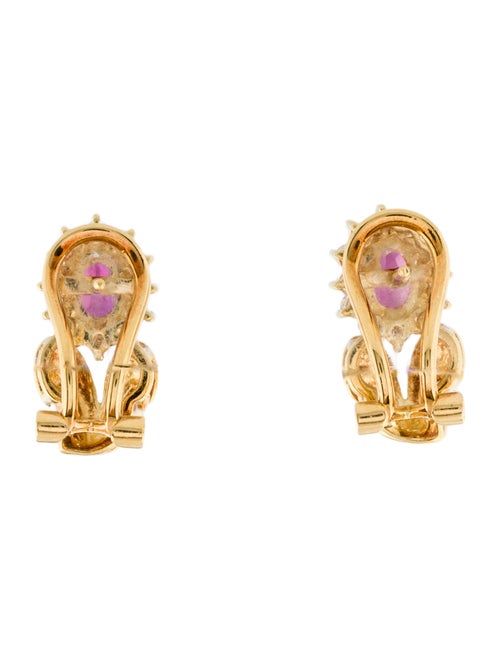 Earrings 18K Ruby & Diamond Halo Earclip Earrings