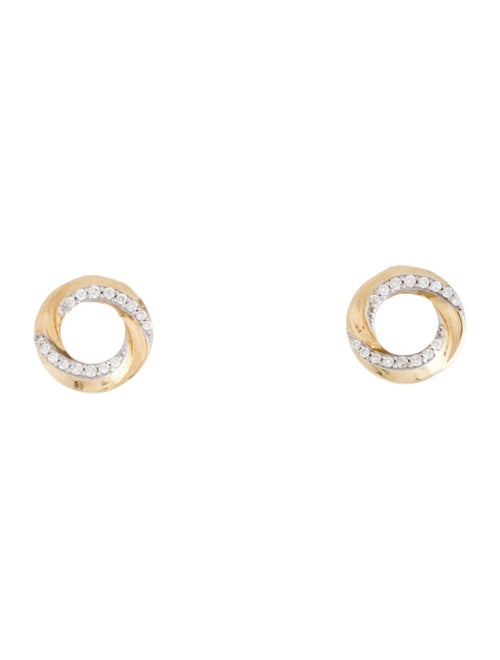 Earrings 14K Diamond Open Circle Swirl Stud Earrings