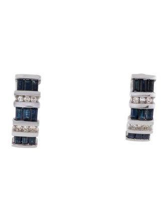 Earrings 14K Sapphire & Diamond Drop Earrings