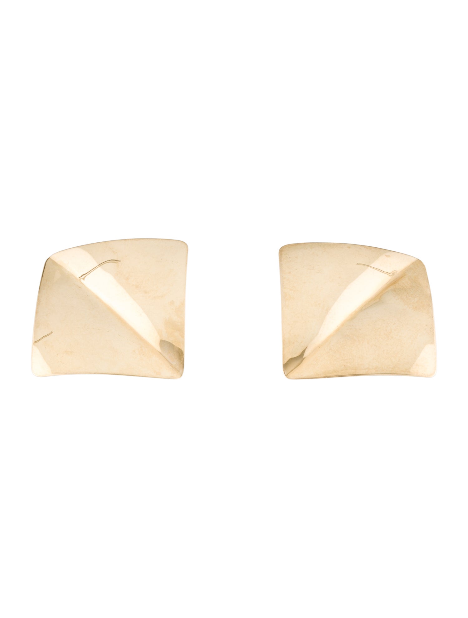 Earrings 14K Creased Square Stud