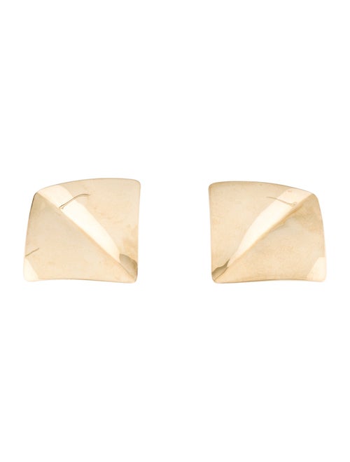 Earrings 14K Creased Square Stud Earrings