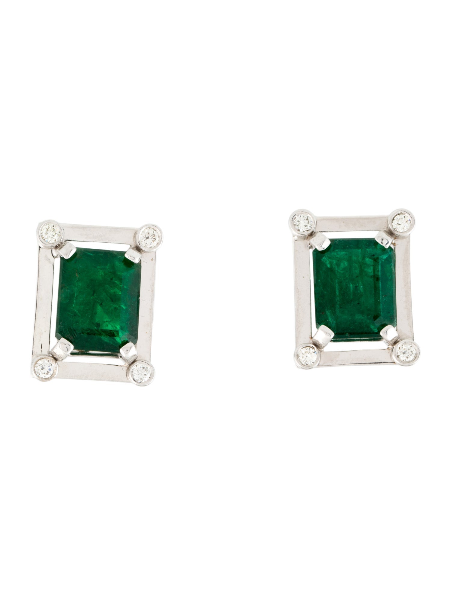 Earrings 14K 5.93ctw Emerald & Diamond Stud