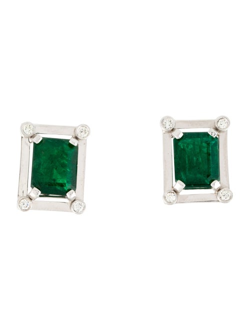 Earrings 14K 5.93ctw Emerald & Diamond Stud Earrings